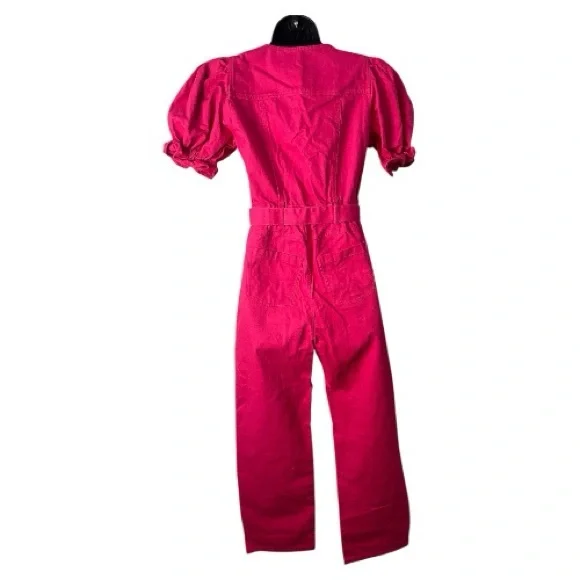 & Other Stories Belted Puff Sleeve Zip-Front Jumpsuit – Fuchsia Pink (Size 2) - Picture 4 of 9